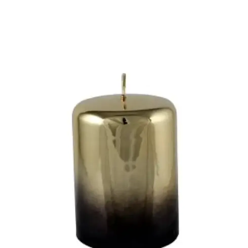 Kerze Schwarz Gold 2er Set Cylinderkerze Cellini Höhe 10 cm