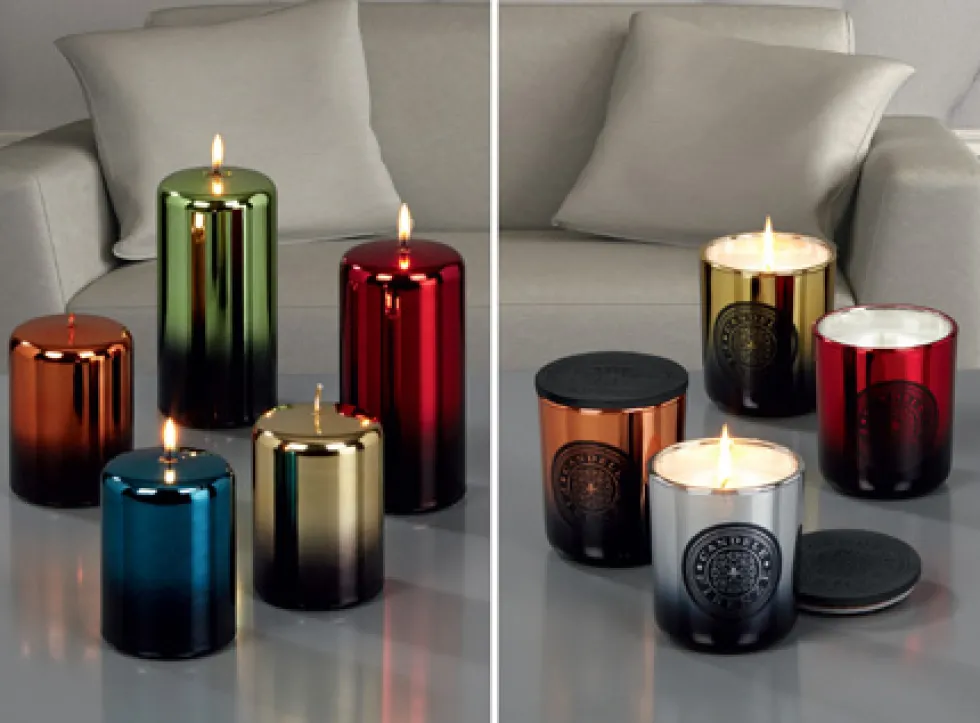 Kerze Schwarz Gold 2er Set Cylinderkerze Cellini Höhe 10 cm