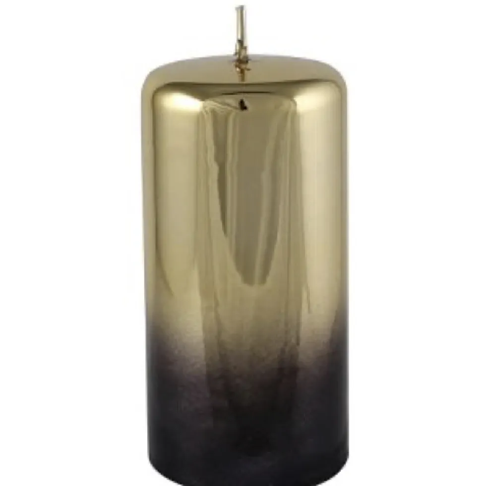 Kerze Schwarz Gold 2er Set Cylinderkerze Cellini Höhe 10 cm