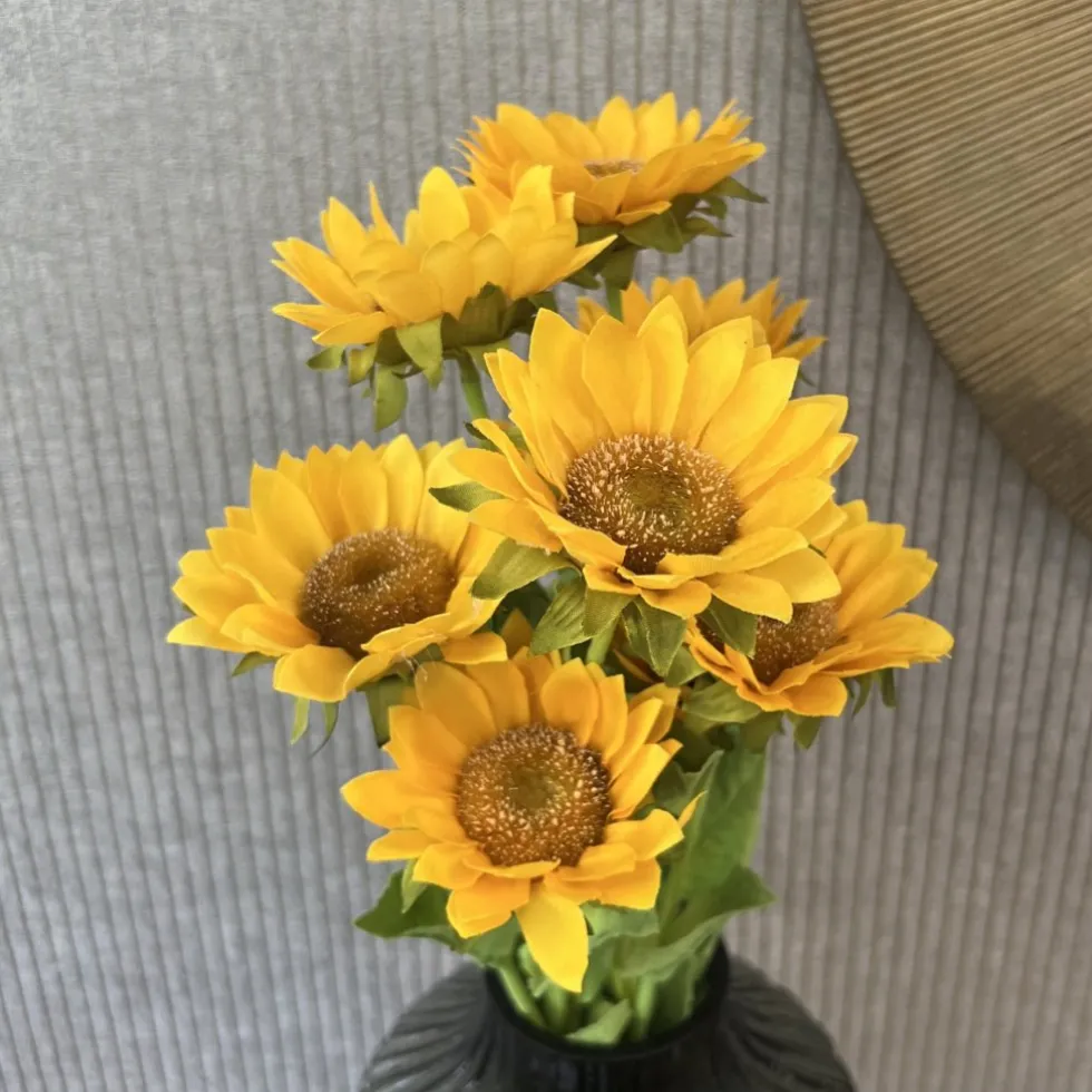 Künstliche Blumen wie echt Sonnenblumenstrauß 9er Set Höhe 55 cm
