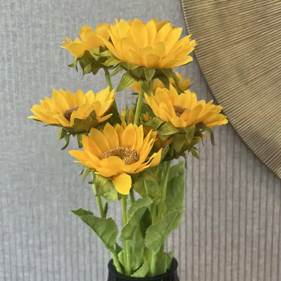 Künstliche Blumen wie echt Sonnenblumenstrauß 9er Set Höhe 55 cm