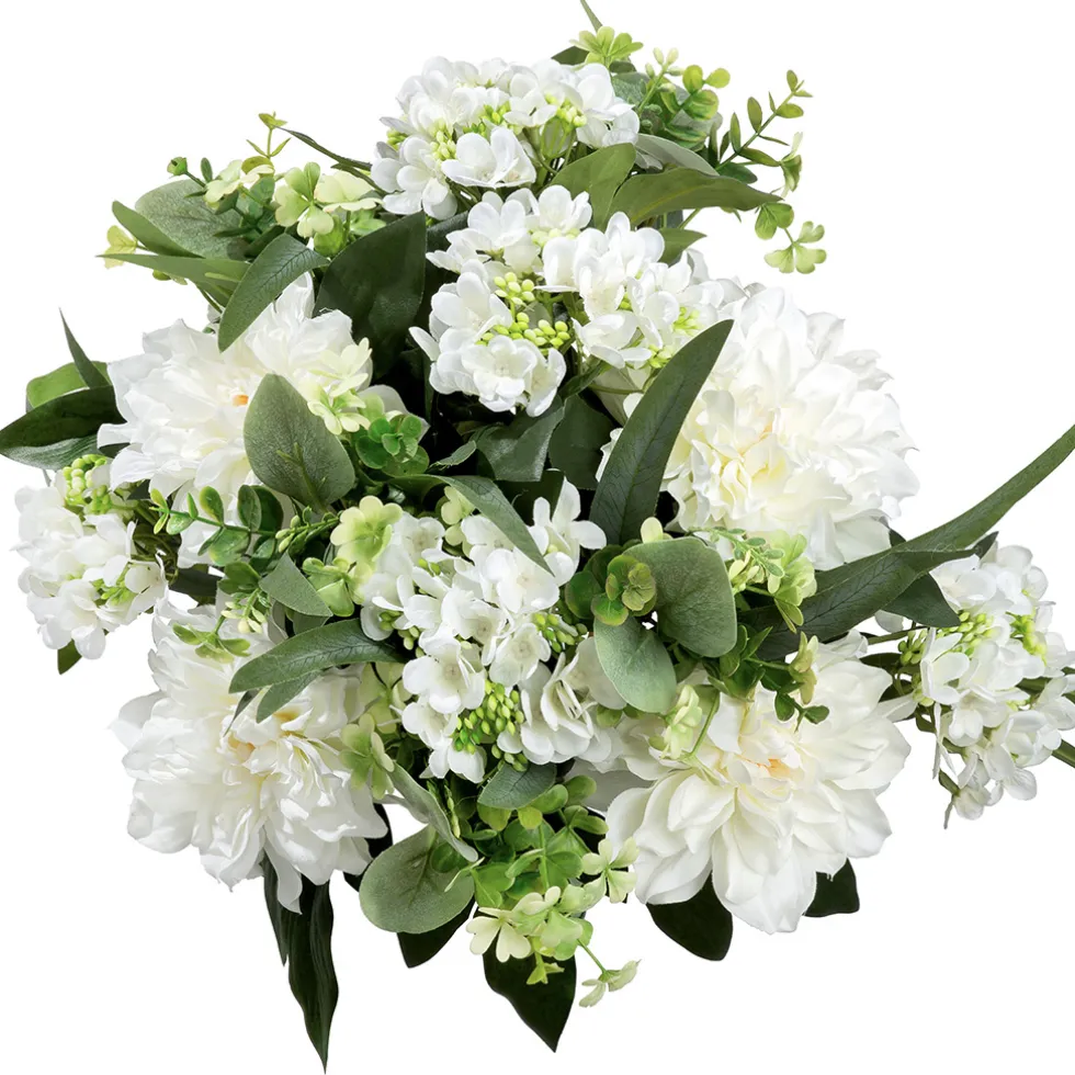 Künstlicher Blumenstrauß Hortensien weiß Höhe 52 cm