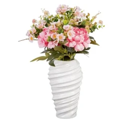 Künstlicher Blumenstrauß mit Pfingstrosen und Cosmea rosa Höhe 52 cm