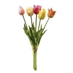 Künstliche Tulpen wie echt bunt Mix 5er Bund Höhe 48 cm