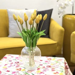 Künstliche Tulpen wie echt gelb 7er Bund Höhe 43 cm