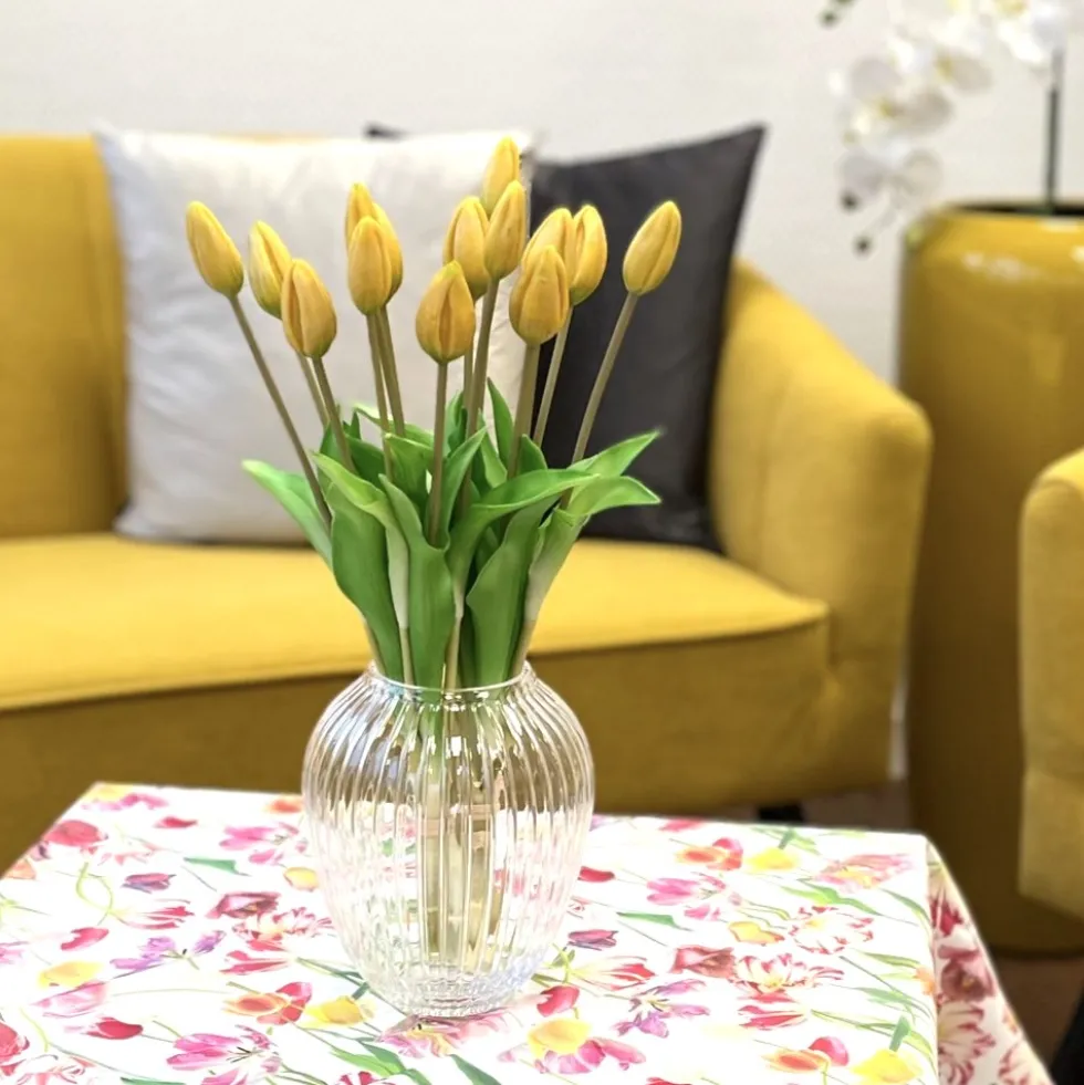 Künstliche Tulpen wie echt gelb 7er Bund Höhe 43 cm