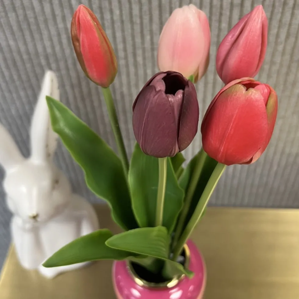 Künstliche Tulpen wie echt Mix 5er Bund Höhe 36 cm