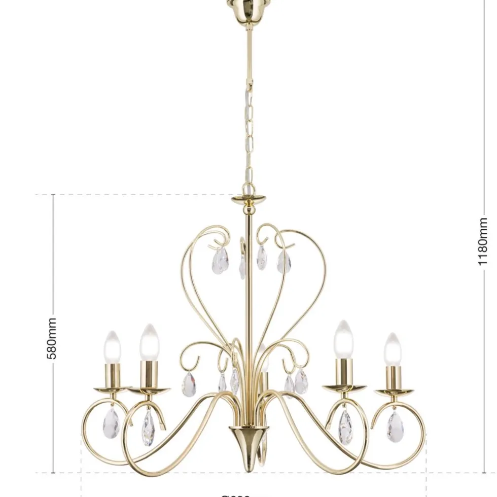 Kronleuchter gold ANCONA mit Kristallbehang