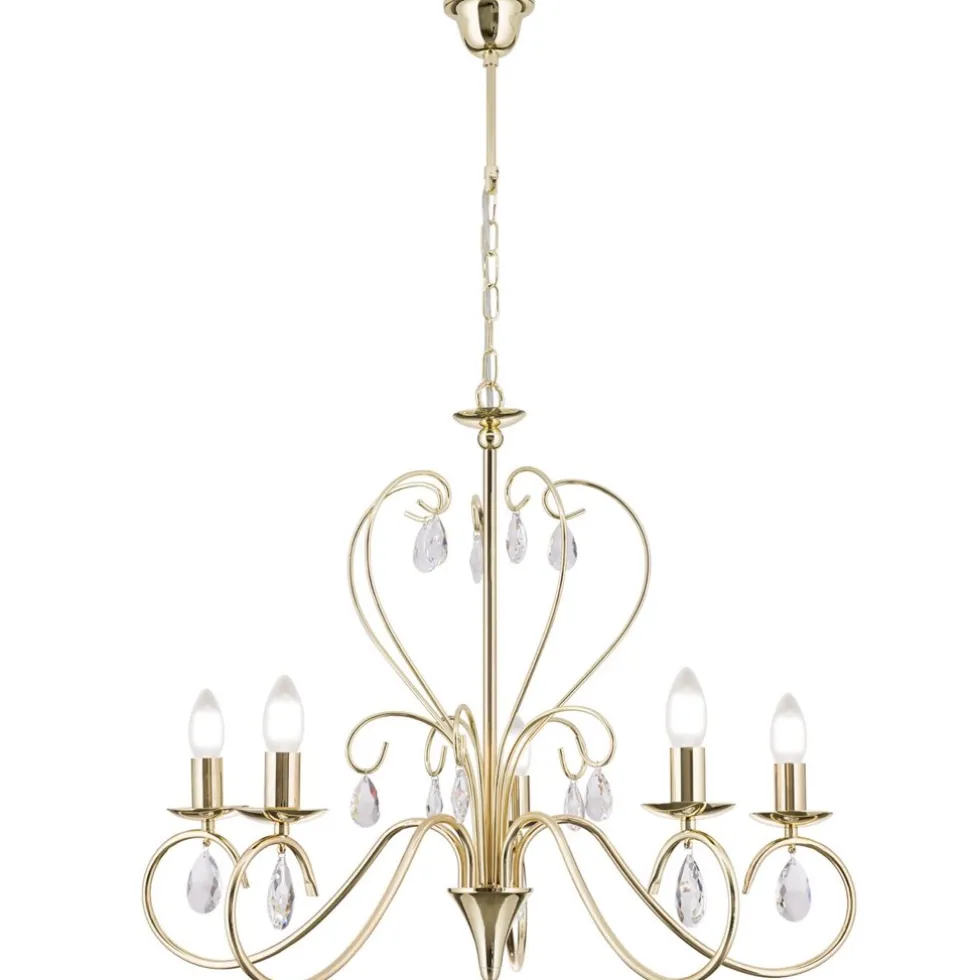 Kronleuchter gold ANCONA mit Kristallbehang