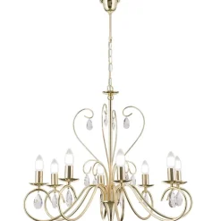 Kronleuchter gold ANCONA mit Kristallbehang