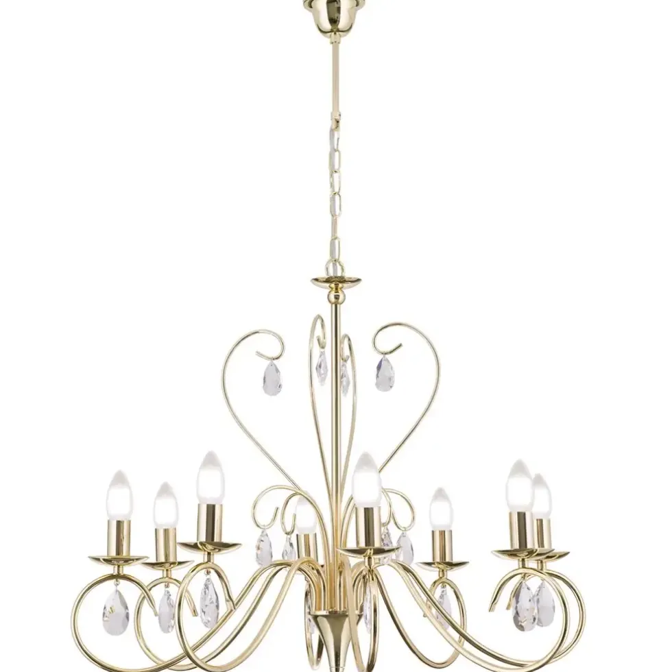 Kronleuchter gold ANCONA mit Kristallbehang