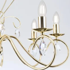Kronleuchter gold ANCONA mit Kristallbehang