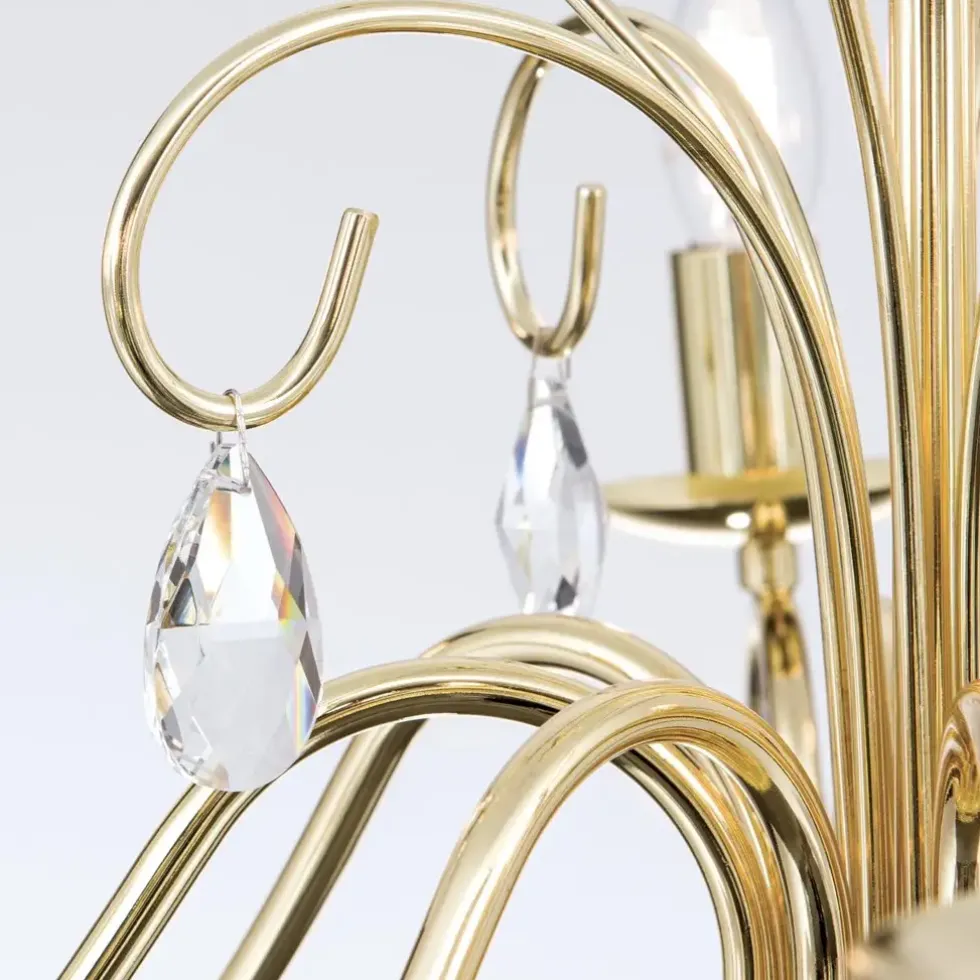 Kronleuchter gold ANCONA mit Kristallbehang