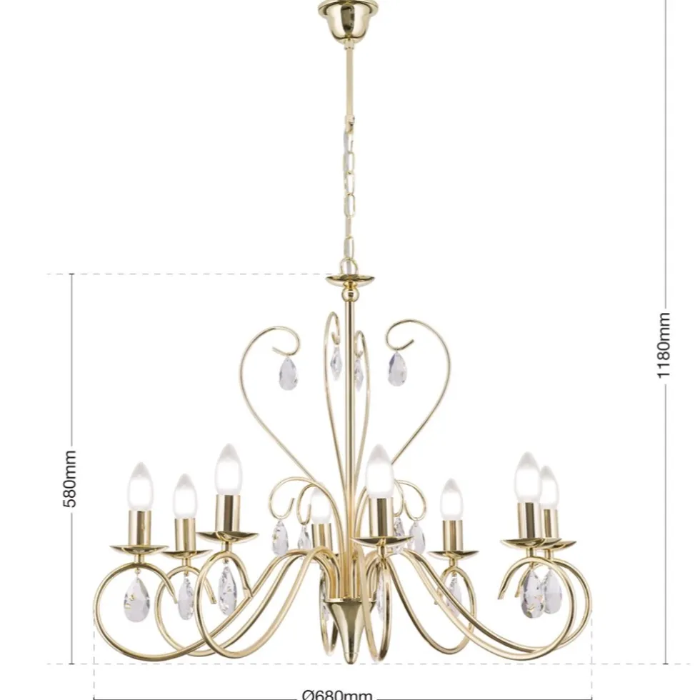 Kronleuchter gold ANCONA mit Kristallbehang