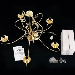 Kronleuchter gold ANCONA mit Kristallbehang