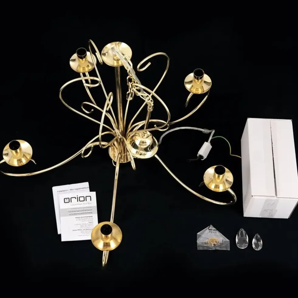 Kronleuchter gold ANCONA mit Kristallbehang