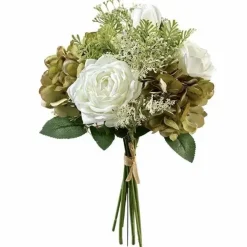 Kunstblume Biedermeierstrauß Blütenbouquet creme Höhe 38 cm
