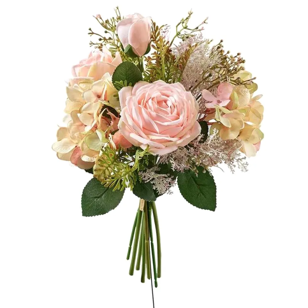 Kunstblume Biedermeierstrauß Blütenbouquet rosa Höhe 38 cm