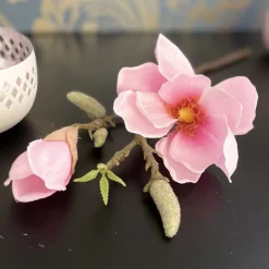 Kunstblume Dekozweig Magnolie Seide rosa Höhe 39 cm