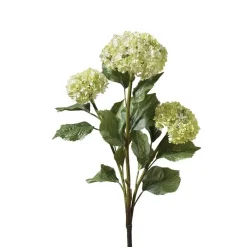 Kunstblume Hortensienzweig mit drei Blüten weiß grün Höhe 86 cm