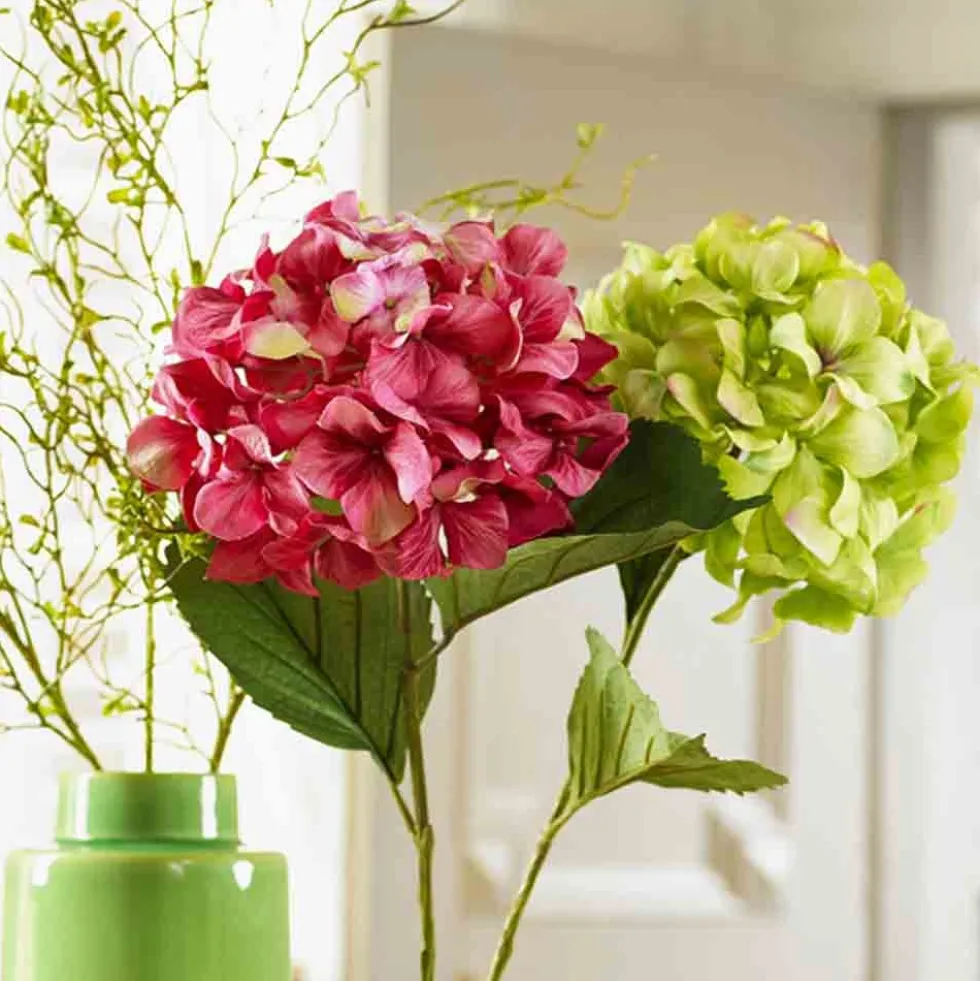 Kunstblume Künstliche Hortensie pink rosa Deko Höhe 68 cm