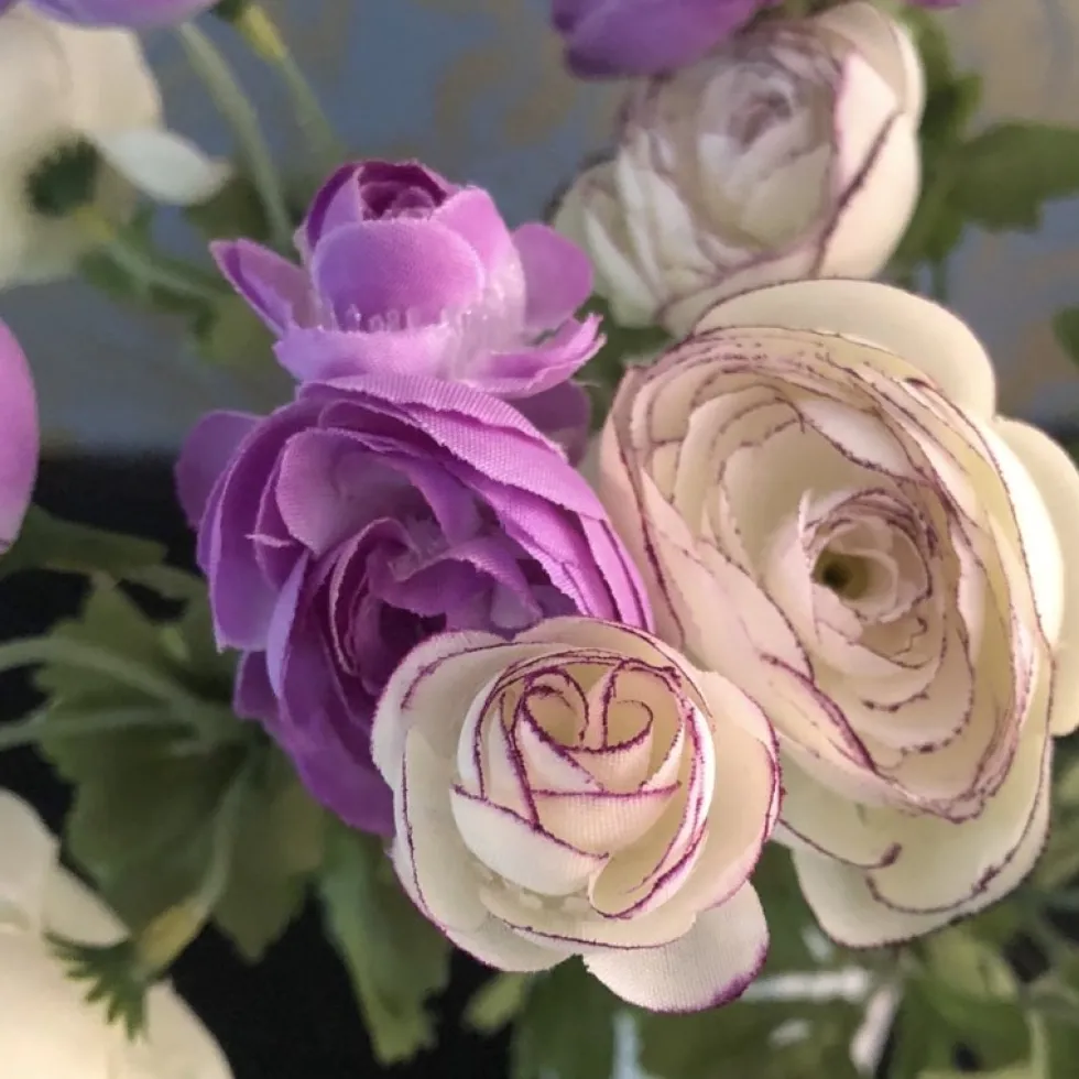 Kunstblumen Blumenstrauß künstlich Ranunkel lila Höhe 35 cm