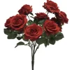 Kunstblumen Rosenstrauß wie echt Dijon rot Höhe 42 cm