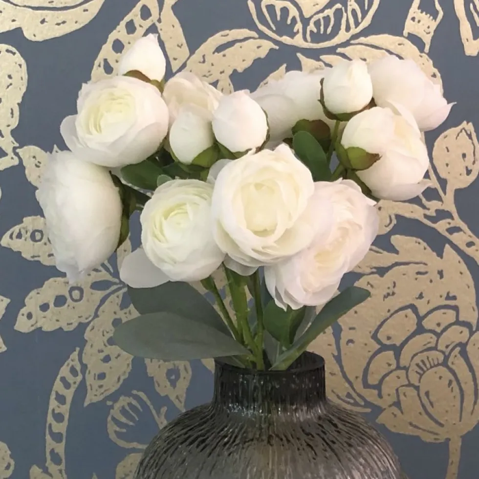 Kunstblumen Seidenblumen Strauß Ranunkel Höhe 44 cm weiß