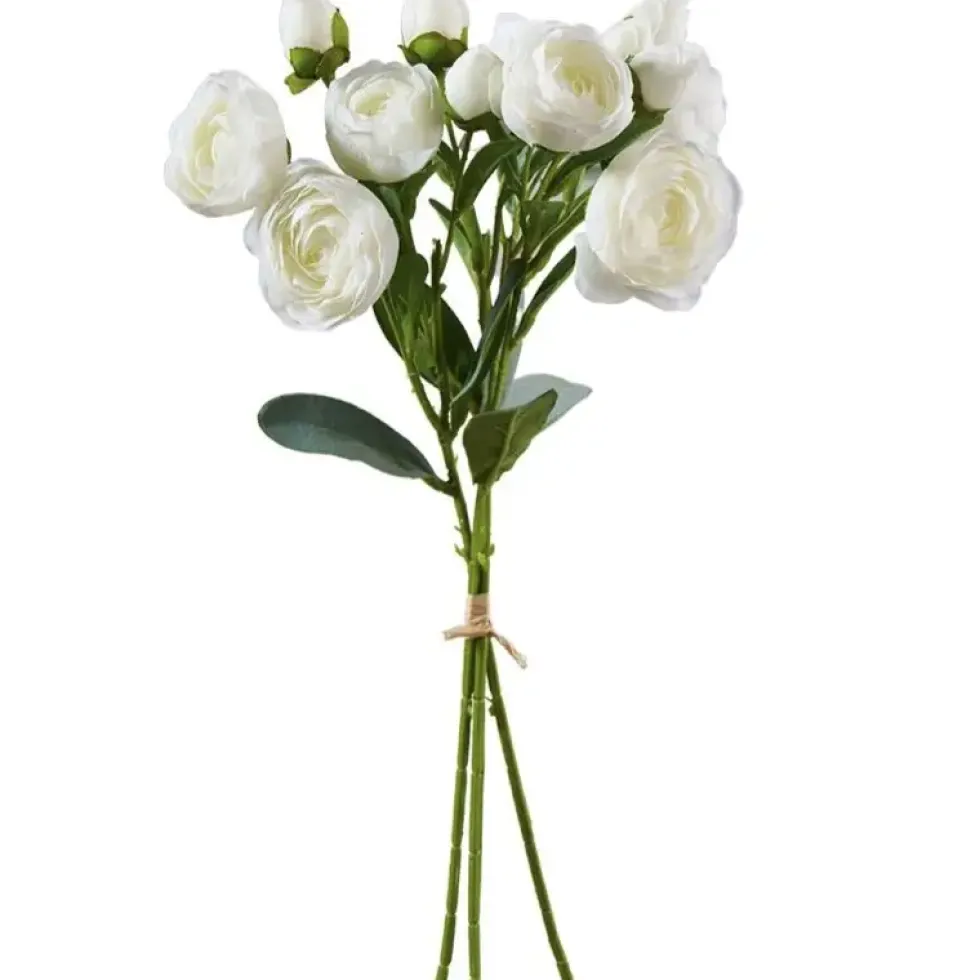 Kunstblumen Seidenblumen Strauß Ranunkel Höhe 44 cm weiß