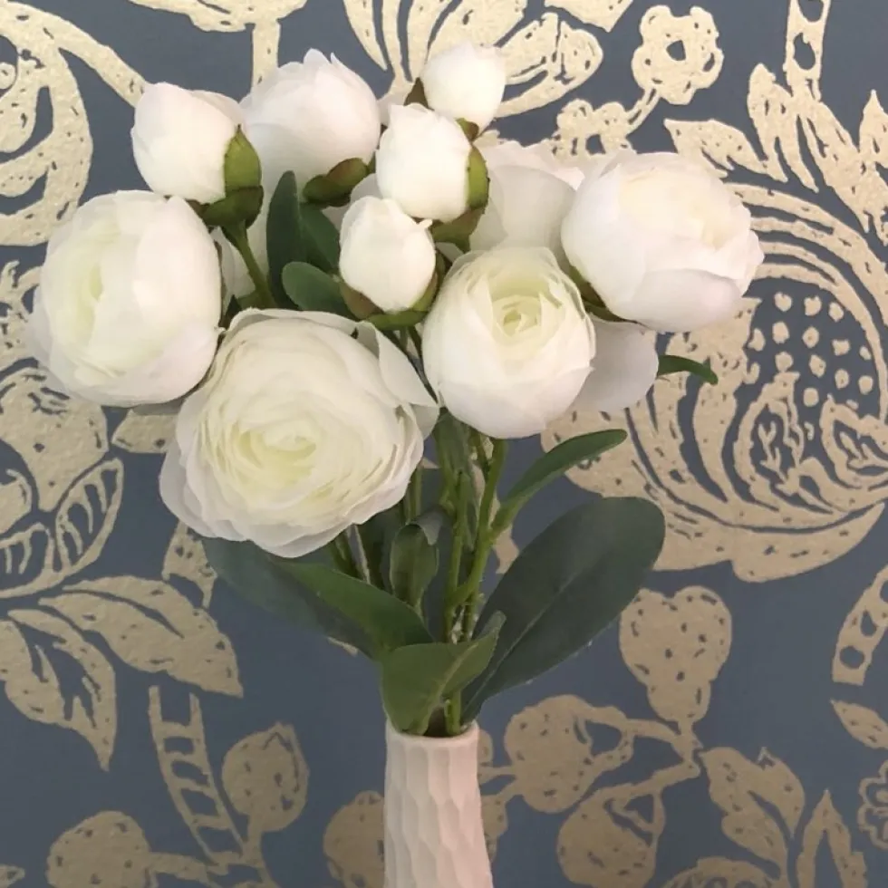 Kunstblumen Seidenblumen Strauß Ranunkel Höhe 44 cm weiß