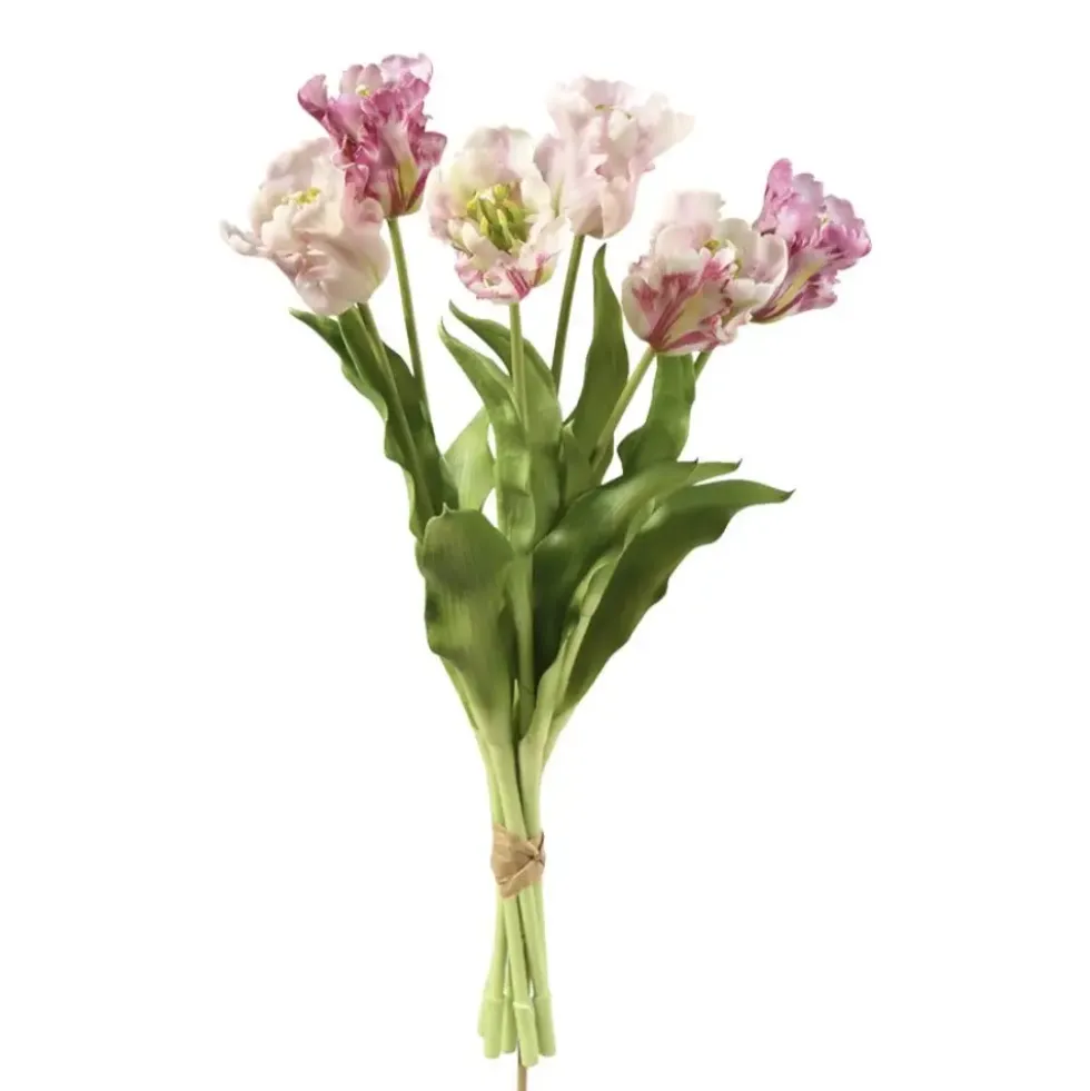 Kunstblumen wie echt Papageientulpen rosa Mix 6er Bund Höhe 53 cm