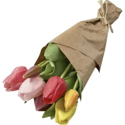 Kunstblumen wie echt Tulpen bunt in Papier 7er Bund Höhe 30 cm
