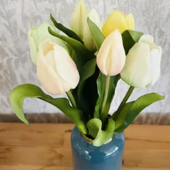 Kunstblumen wie echt Tulpen heller Mix 7er Bund Höhe 31 cm