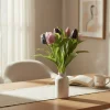 Kunstblumen wie echt Tulpen Mix lila pink 7er Bund Höhe 31 cm