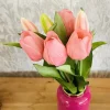 Kunstblumen wie echt Tulpen pink rosa Mix 7er Bund Höhe 31 cm