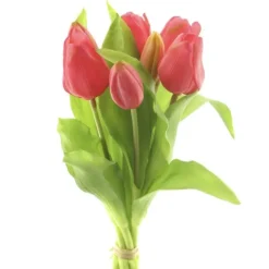 Kunstblumen wie echt Tulpen rot 7er Bund Höhe 31 cm