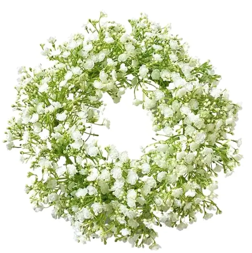 Kunstblume Seide Gypso Kranz weiß Durchmesser 33 cm