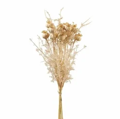 Kunstblume Trockenblumen Blüten Mohnbündel Seide creme Höhe 36 cm