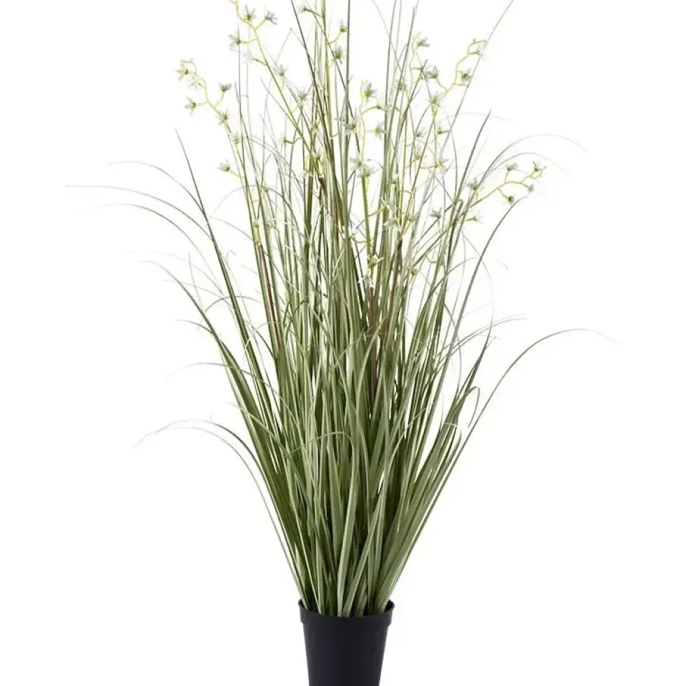 Kunstgras groß Kunstpflanze mit Miniblüten Höhe 100 cm