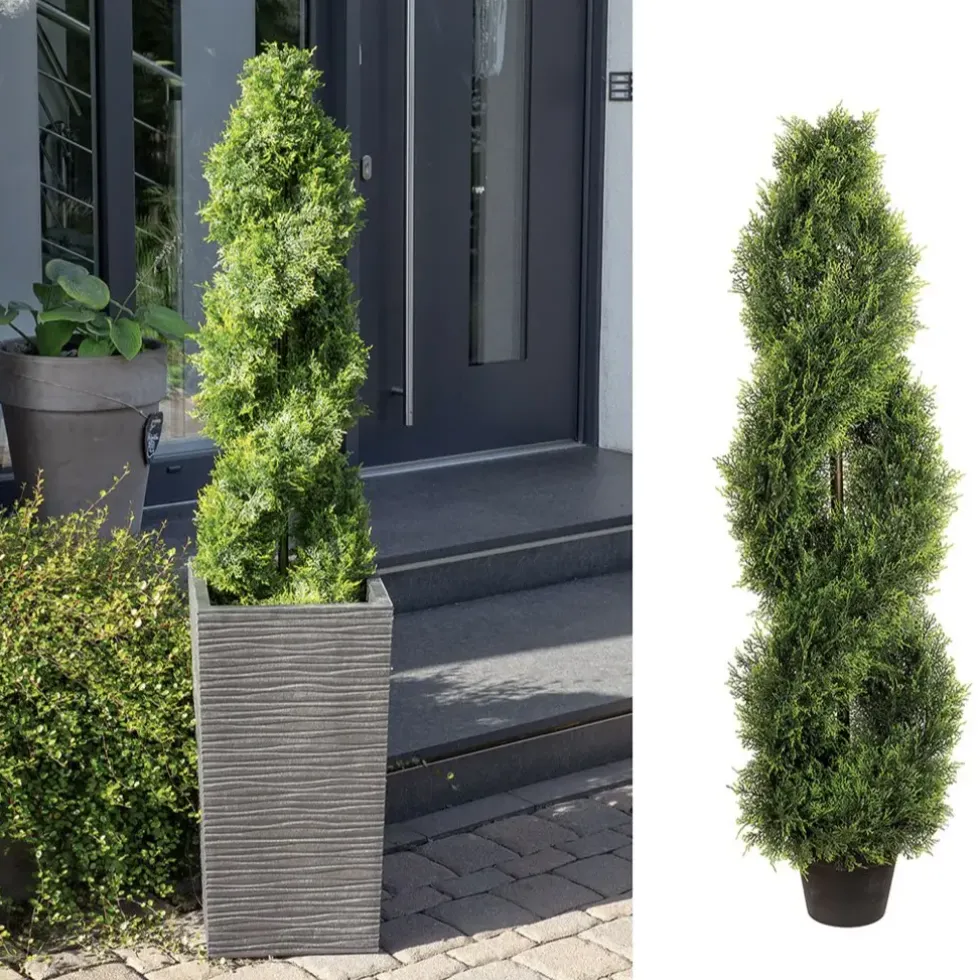 Kunstpflanze getopft Zypresse Spirale Höhe 120 cm