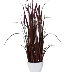 Kunstpflanze Gras im Topf bordeaux rot Höhe 90 cm