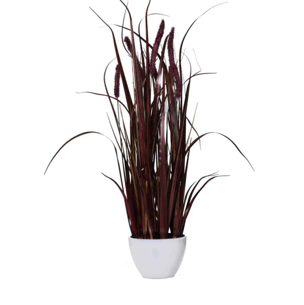 Kunstpflanze Gras im Topf bordeaux rot Höhe 90 cm