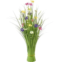 Kunstpflanze groß Grasbusch mit Blüten bunt FLORINA Höhe 70 cm