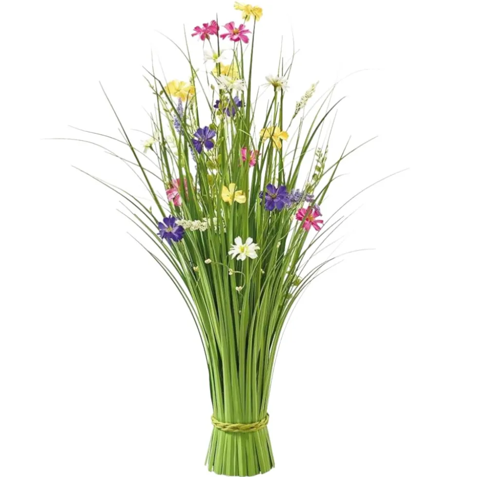 Kunstpflanze groß Grasbusch mit Blüten bunt FLORINA Höhe 70 cm