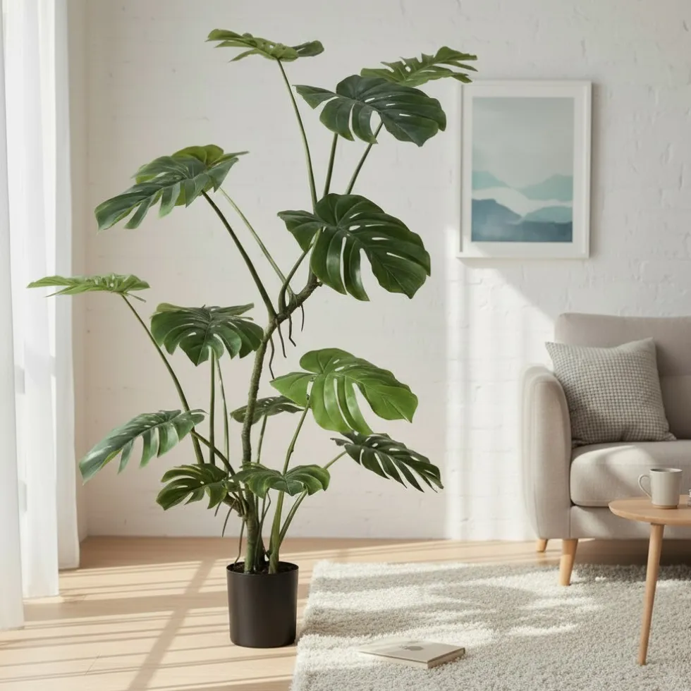 Kunstpflanze groß wie echt Philopflanze Monstera im Topf Höhe 155 cm