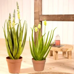 Kunstpflanze im Topf Deko Agave weiß Höhe 60 cm