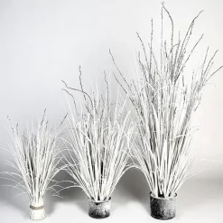 Kunstpflanze Künstliche Gräser Snowy weiß beschneit Höhe 100 cm