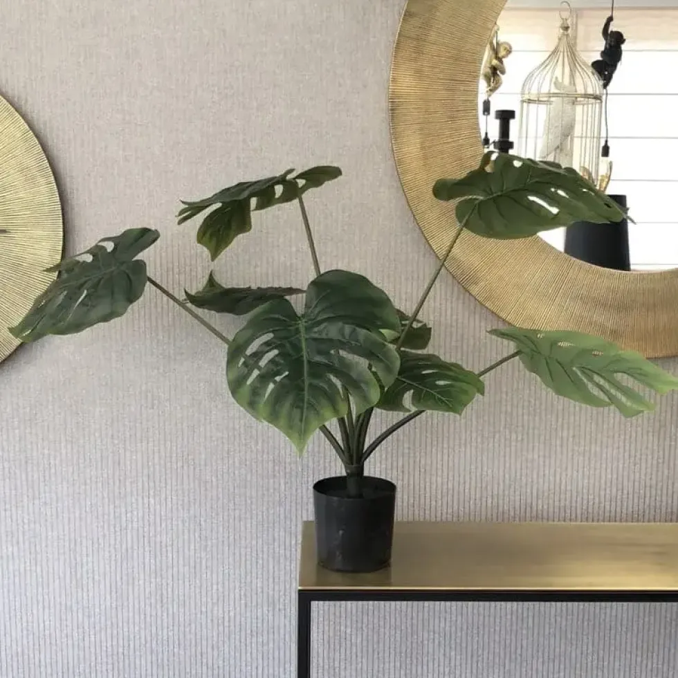 Kunstpflanze wie echt Monstera im Topf Höhe 64 cm