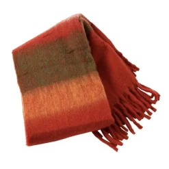 Kuscheldecke MOHAIR Werner Voß gestreift rot 130×170 cm