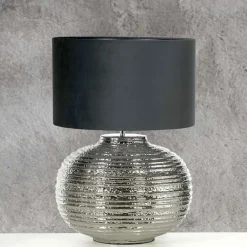 Lampenfuß Medan silber Kaheku – Moderne Keramik-Tischleuchte
